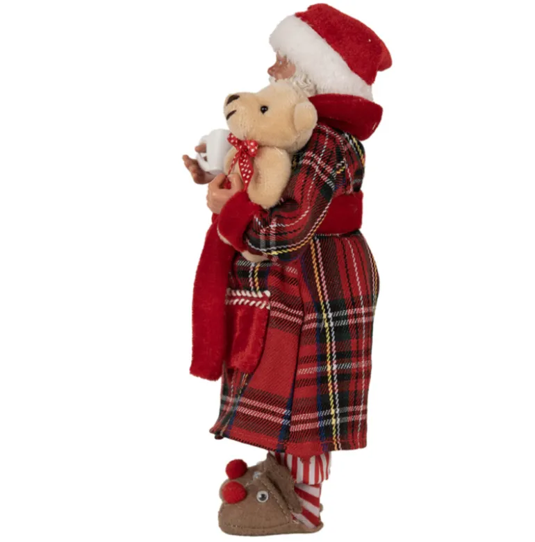 Decoratie Kerstman in ochtendjas 28 cm