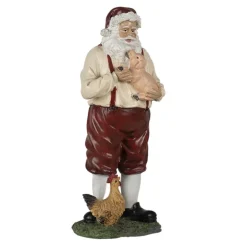 Decoratie Kerstman met haan en biggetje