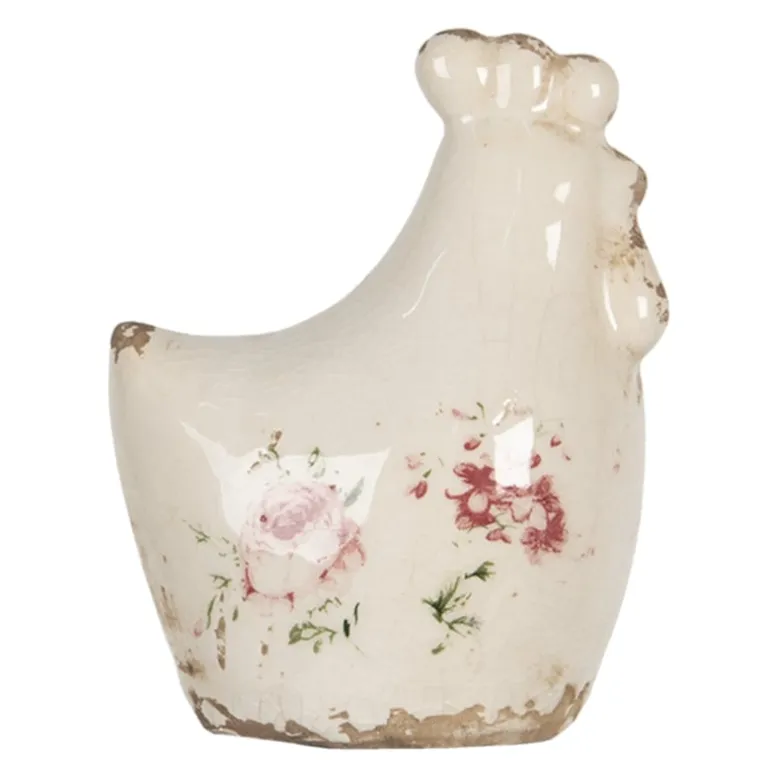 Decoratie kip met roosjes (M)