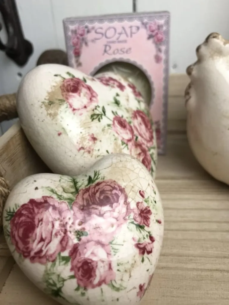 Decoratie kip met roosjes (M)