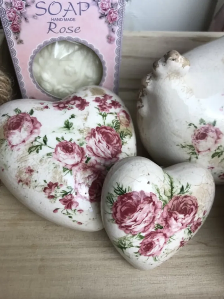 Decoratie kip met roosjes (M)