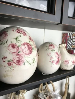 Decoratie kip met roosjes (L)