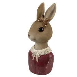 Decoratie konijn buste bordeaux rood 7*17