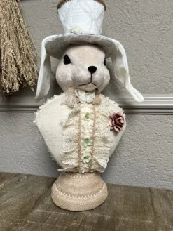 Decoratie konijn buste textiel 24*17*50