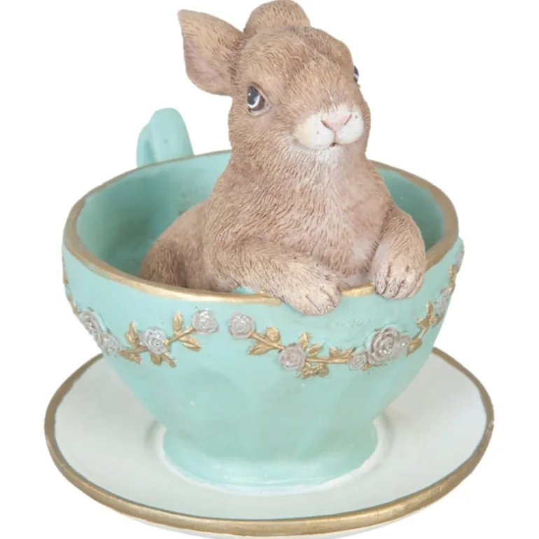 Decoratie konijn in kopje zittend