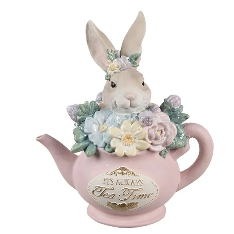Decoratie konijn in theepotje 12*8*14