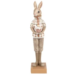 Decoratie konijn jongen met cupcake bruin