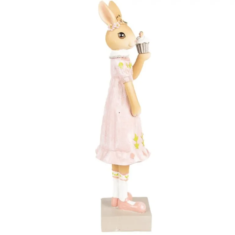 Decoratie konijn meisje met cupcake roze