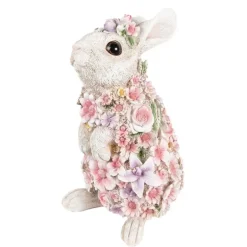Decoratie konijn met bloemen 16*13*25