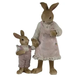 Decoratie konijn met kleintje aan de hand