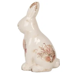 Decoratie konijn met rozen 13*10*22