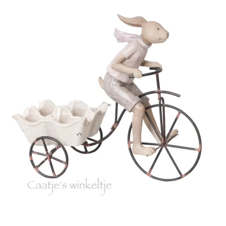 Decoratie konijn op fiets man