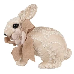 Decoratie konijn textiel beige 26*15*23
