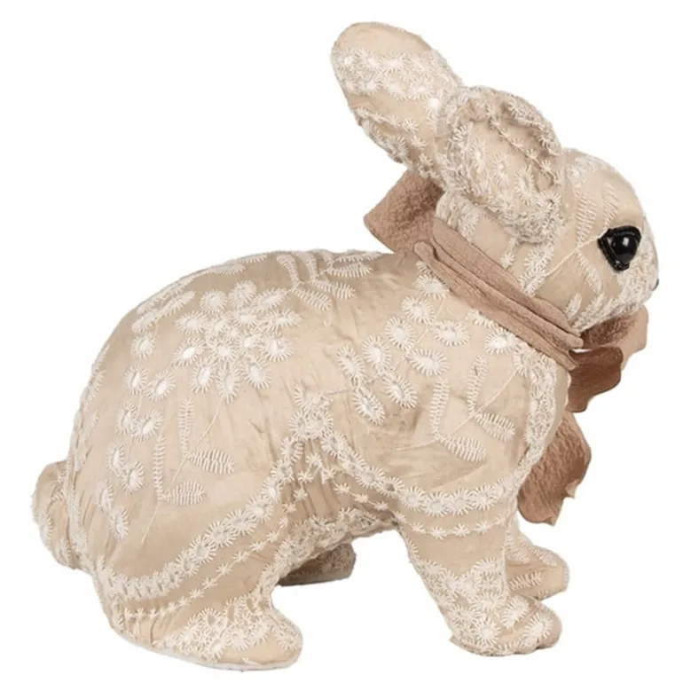 Decoratie konijn textiel beige 26*15*23