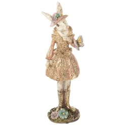 Decoratie konijn vrouw met hoedje