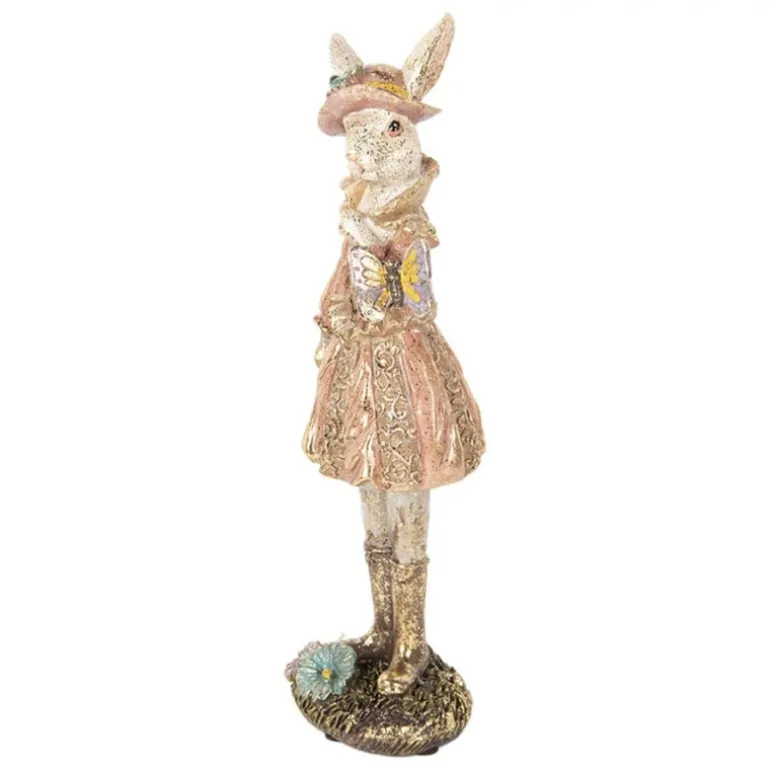 Decoratie konijn vrouw met hoedje