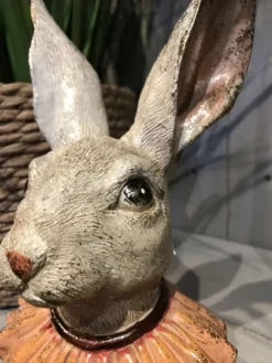 Decoratie konijnen hoofd oranje/roze