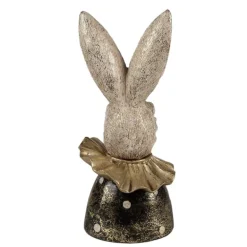 Decoratie konijnen hoofd zwart/goud