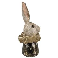 Decoratie konijnen hoofd zwart/goud