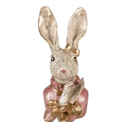 Decoratie konijnen hoofd roze met strikje