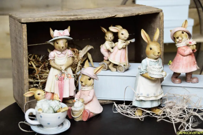 Decoratie konijnen koppel op step