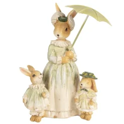 Decoratie konijnen moeder met paraplu en kleintjes