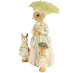 Decoratie konijnen moeder met paraplu en kleintjes