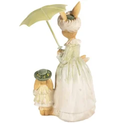 Decoratie konijnen moeder met paraplu en kleintjes