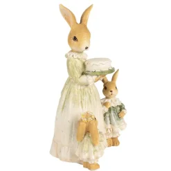 Decoratie konijnen moeder met taart en 2 kindjes