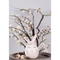 Decoratie konijnenhoofd met bloemetjes