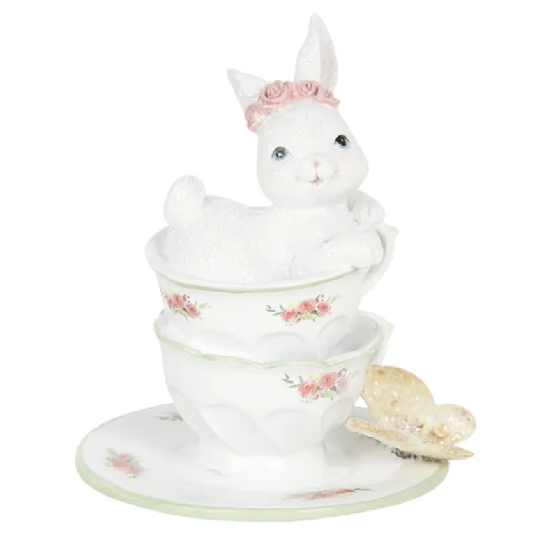 Decoratie konijntje in kop en schotels