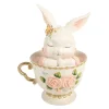 Decoratie konijntje in kopje 17*14*22