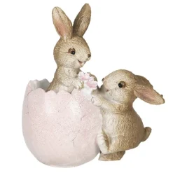 Decoratie konijntjes met roze ei