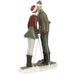 Decoratie kussend paar op ski’s