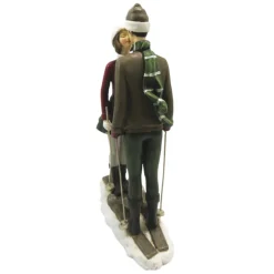 Decoratie kussend paar op ski’s