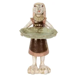 Decoratie meisje konijn met schaal 30cm