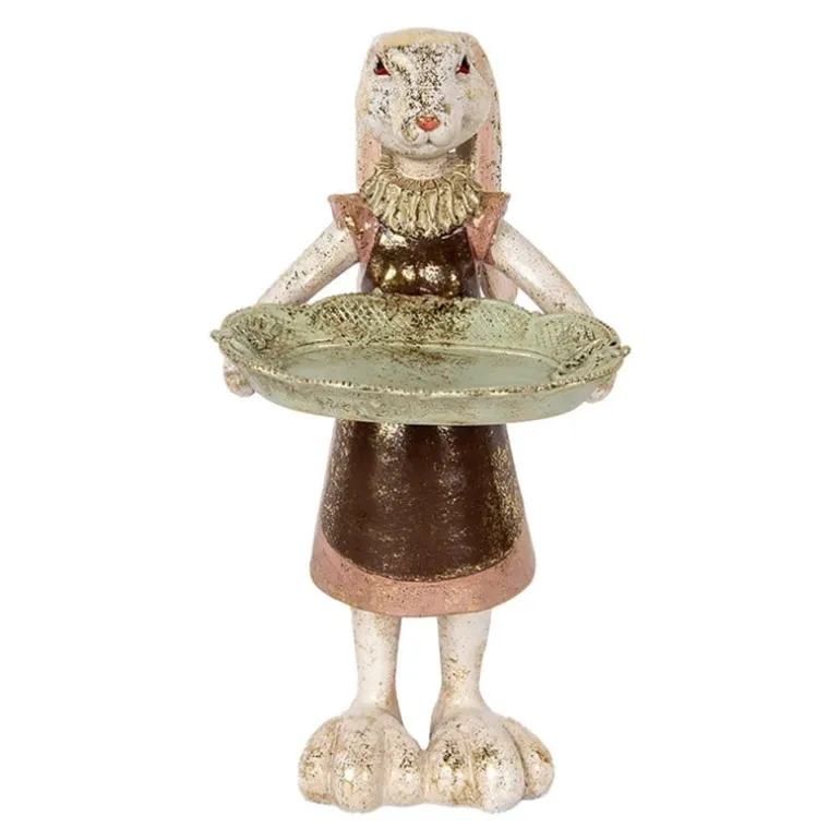 Decoratie meisje konijn met schaal 30cm