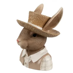 Decoratie meneer konijn met stro hoed 15*15