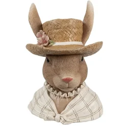 Decoratie mevrouw konijn met stro hoed 15*15