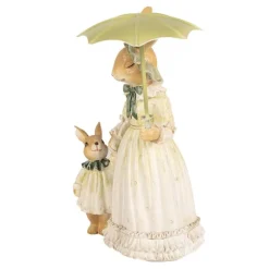 Decoratie moeder konijn met kindje en paraplu