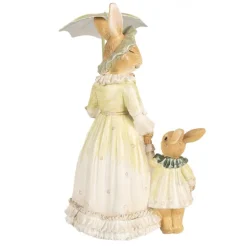 Decoratie moeder konijn met kindje en paraplu