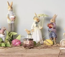 Decoratie moeder konijn met kindje en paraplu