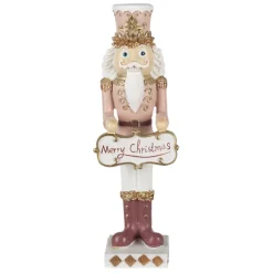 Decoratie notenkraker roze Merry Christmas