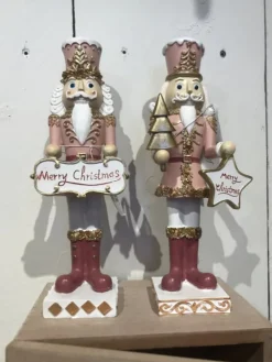 Decoratie notenkraker roze Merry Christmas