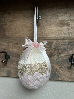 Decoratie paashanger ei textiel 14*18