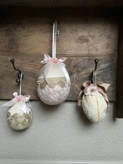 Decoratie paashanger ei textiel 14*18