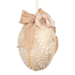 Decoratie paashanger ei textiel beige 11*17