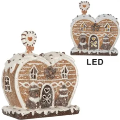 Decoratie peperkoekhuisje hart LED 18*10*19
