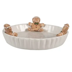 Decoratie schaal gingerbread man wit 23*7