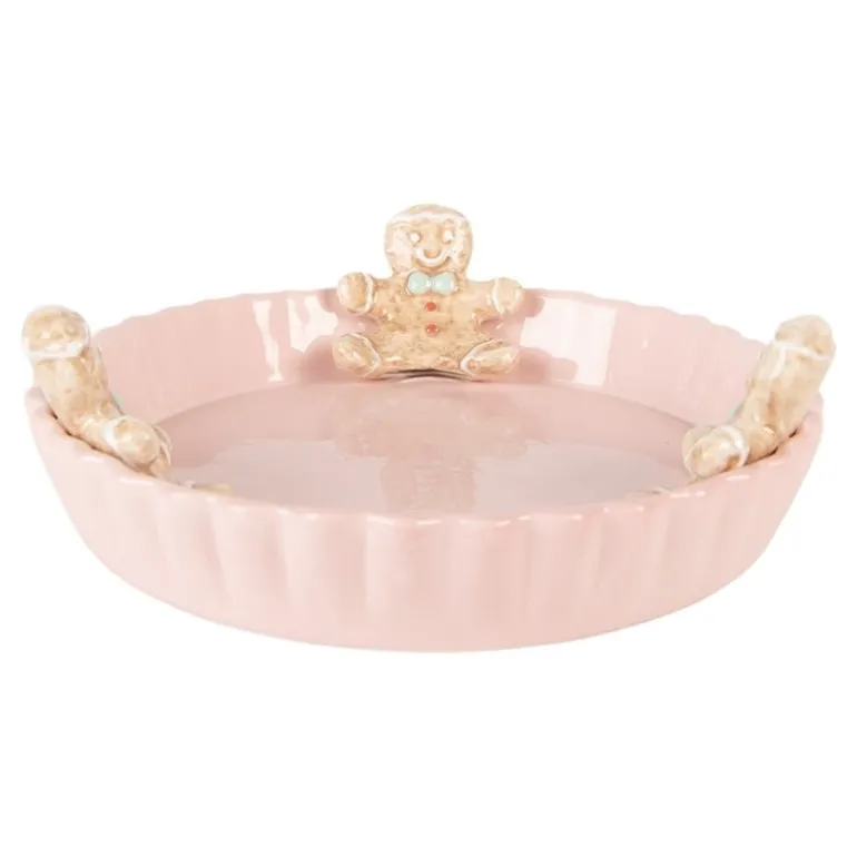 Decoratie schaal gingerbread man roze 23*7